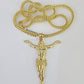 10K Franco Chain Jesus Pendant Charm Necklace 20"-28" 4mm Gold SET Yellow