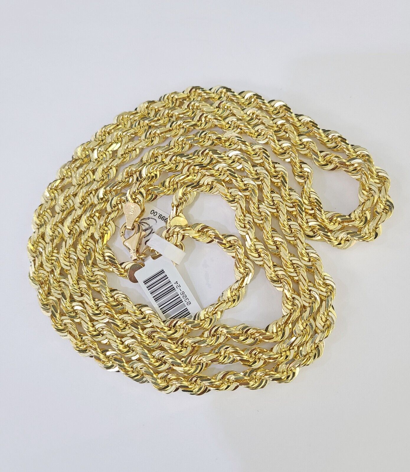 10K Real Solid Rope Chain Yellow Gold Necklace 6mm Length 18" 20" 22" 24" 26"