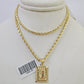 10k Gold Initial J Charm Rope Chain 16"-26" 2.5mm SET Necklace Alphabet Pendant