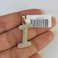 10k Yellow Gold Diamond I Charm Pendant Initial Alphabet Letter Real Genuine