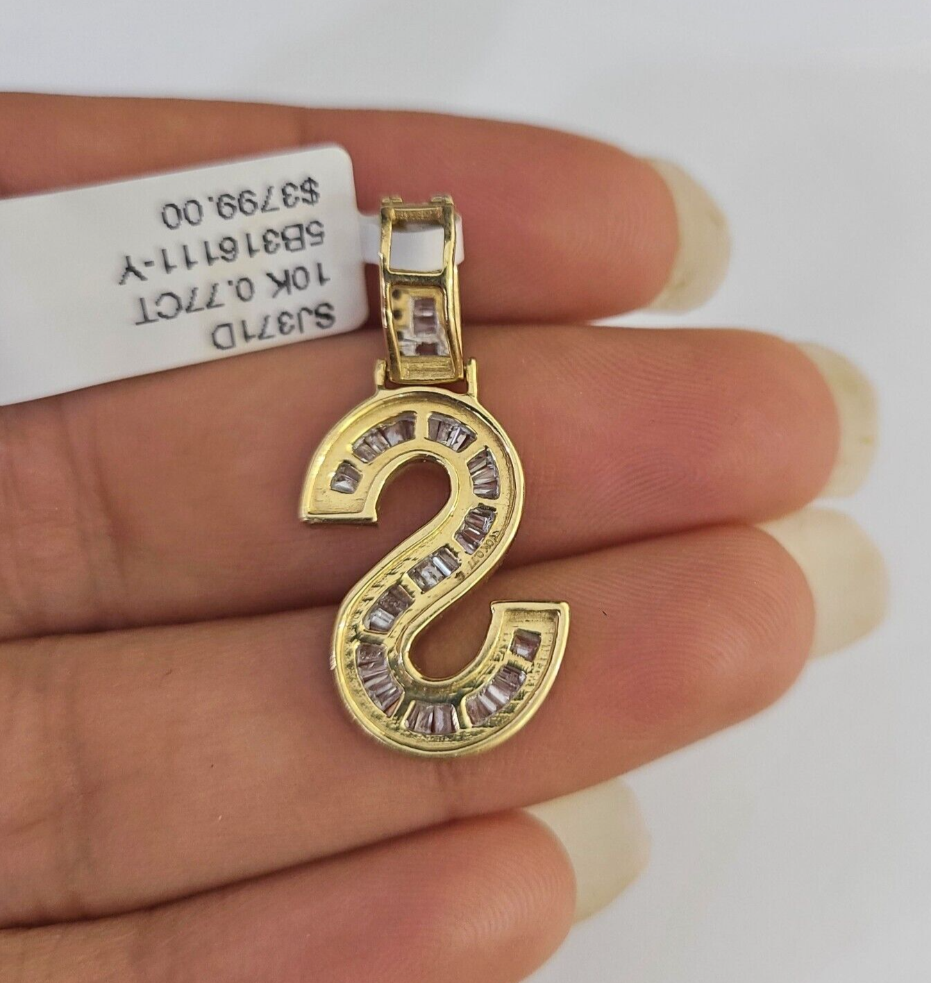 10k Yellow Gold Diamond S Charm Pendant Initial Alphabet Letter Real Genuine