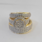 REAL 14k Diamond Ring Yellow Gold Ladies Men Trio SET Wedding Engagement Genuine