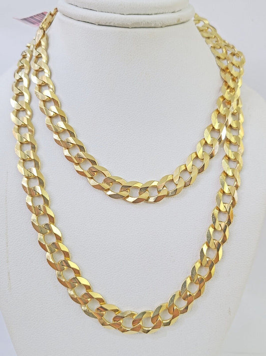 14k Yellow Gold Cuban Curb Link chain Necklace Solid 10mm 20" 22" 24" 26 Inch REAL