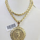 10k Solid Rope Chain Jesus Charm Set 4mm 18"-30" Necklace Gold Pendant