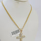 10K Gold Miami Cuban Chain 3mm Length 18" 20" 22" 24" 26" 28" 30" & Cross Charm