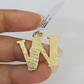 10k Gold Initial W Charm Rope Chain 16"-26" 2.5mm SET Necklace Alphabet Pendant