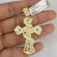 SET Solid 10k Gold Cuban Link Curb Chain Jesus Cross Pendant Two-tone 6mm 20"-30"Necklace