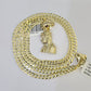 10k Gold Cuban Curb Chain Jesus Head Charm Solid 4mm 18"-28" SET Necklace