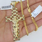 10K Franco Chain Jesus Crucifix Cross Pendant Charm Necklace 20"-26" 3mm Gold