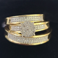 REAL 10k Diamond Ring Yellow Gold Ladies Men Trio SET Wedding Engagement Genuine