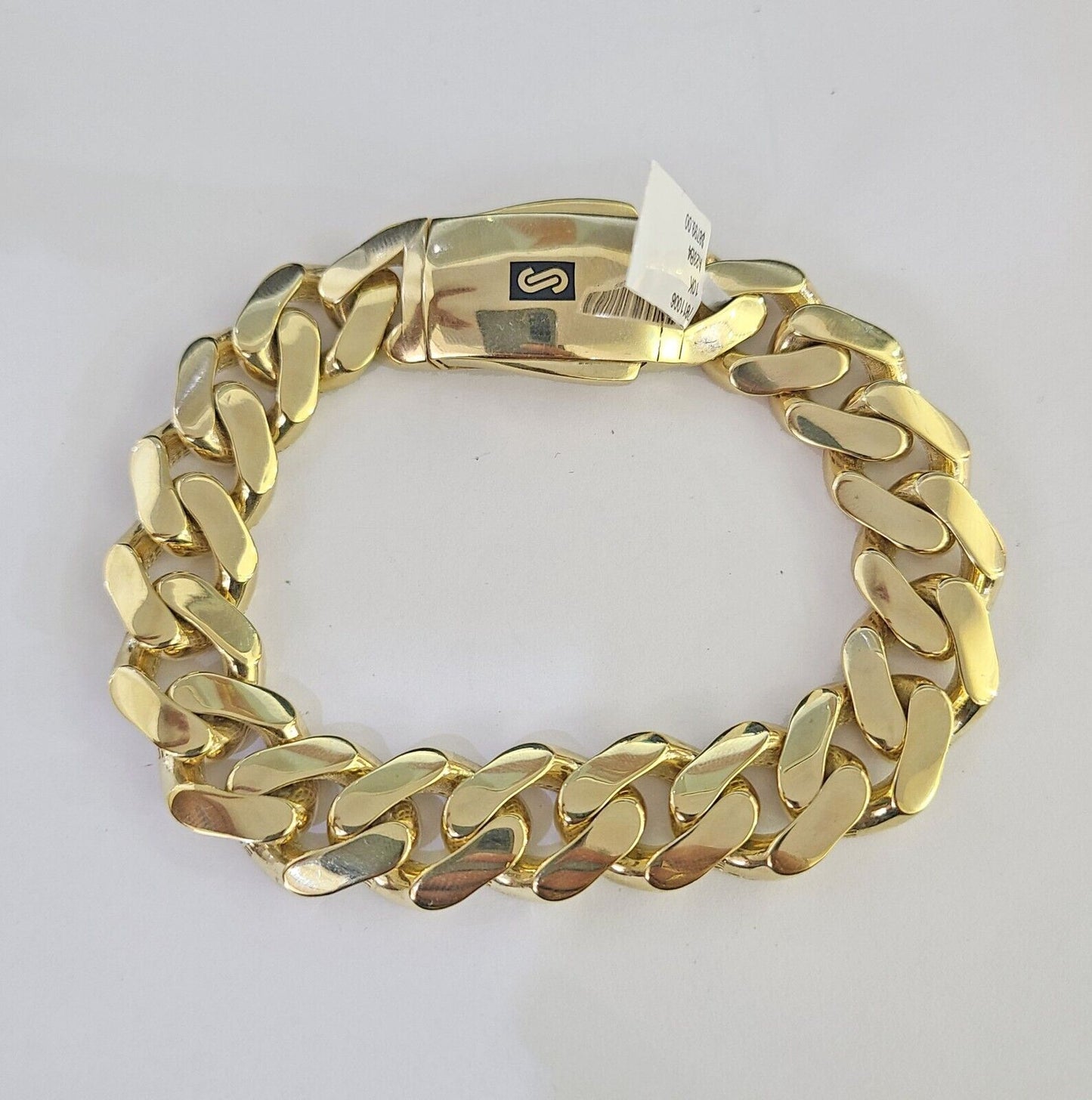 Real 10K Royal Monaco Bracelet Yellow Gold 9" Box Clasp 15mm Genuine