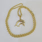 10k 3mm Rope Chain Dolphin Pendant 18" 20" 22" 24" 26" 28" 30" Gold Set Charm