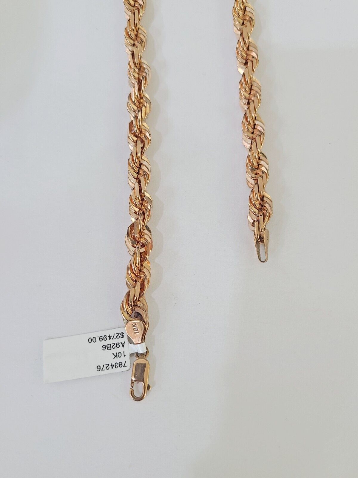 10k Solid Rose Gold Rope Chain Necklace 24" Inches 7mm Diamond Cut