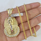 10K Franco Chain Pharaoh Head Pendant Charm Necklace 20"-26" 2.5mm Yellow Gold