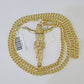 Real 10k Miami Cuban Chain Jesus Charm Set 4mm Yellow Gold Necklace Pendant