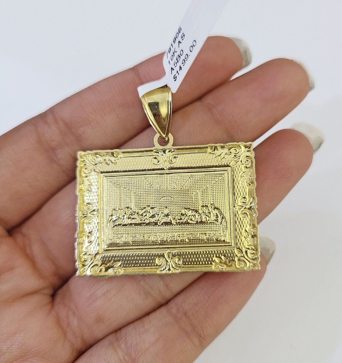 10K Gold Franco Chain Last Supper Charm Length 18-26 inches 3mm REAL Yellow