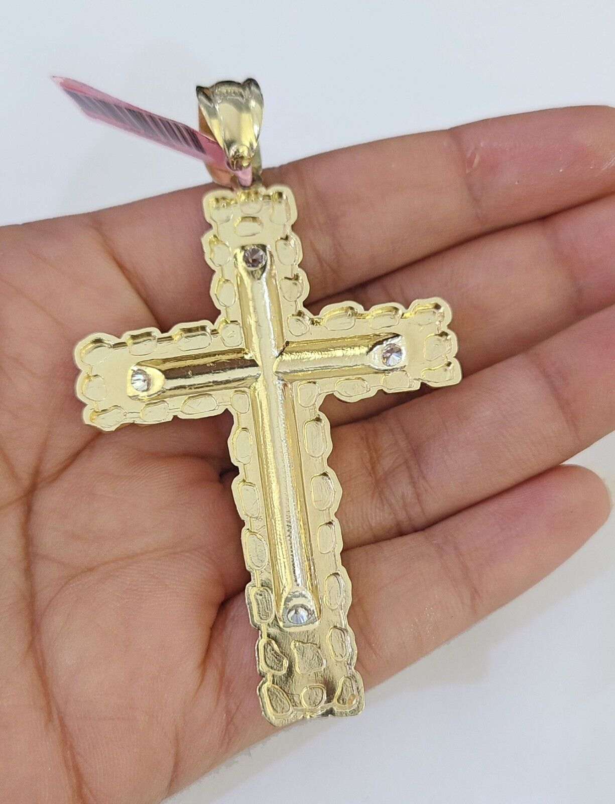 14k Gold Chain Jesus Cross Charm Solid Cuban Curb 5mm 20"-26" Inch SET Necklace