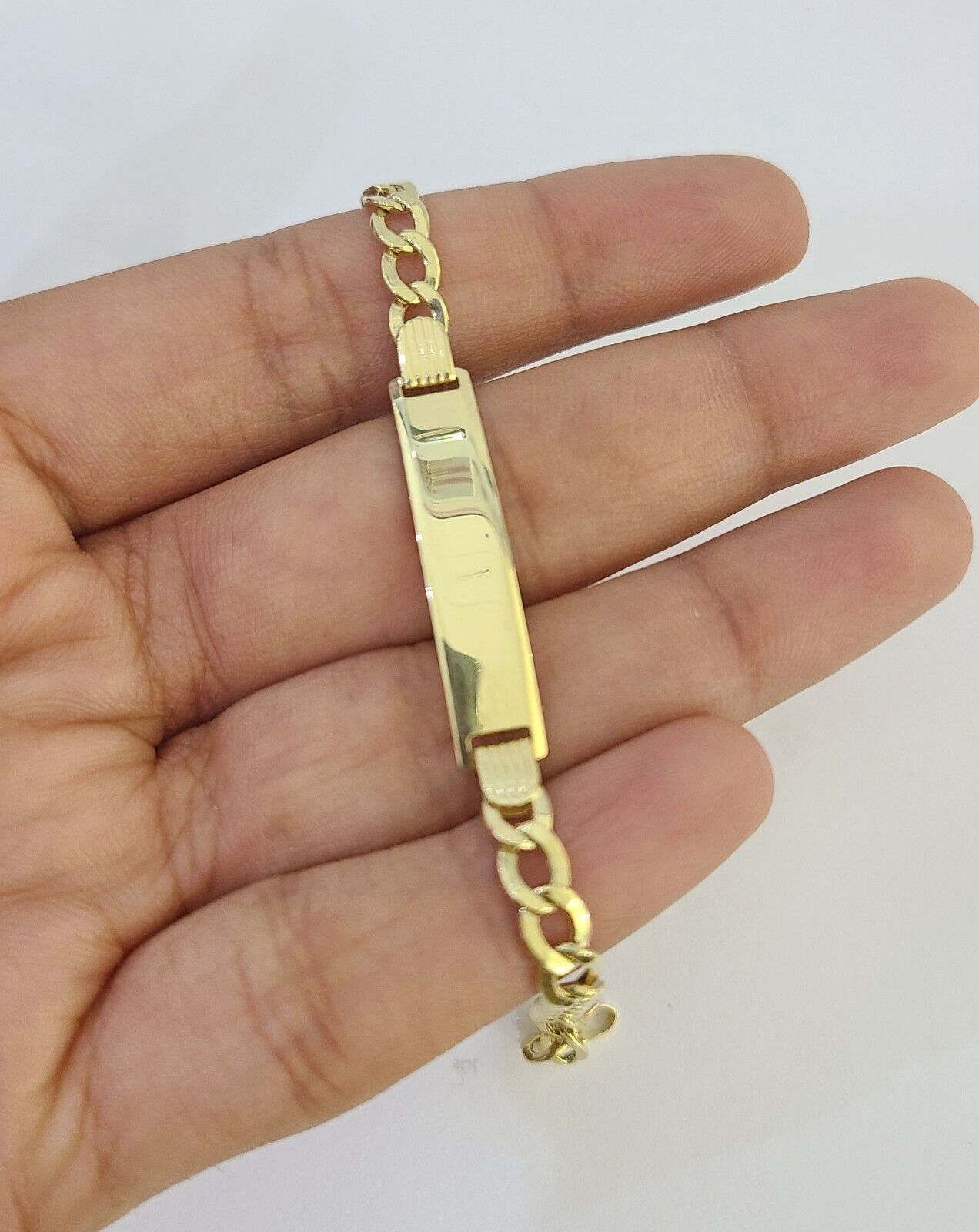 REAL 10K Gold ID Bracelet Kids Baby Cuban Curb Link Unisex