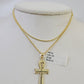 10K Solid Franco Chain Ankh Cross Pendant Charm Necklace 18"-24" 1.5mm Gold