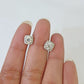 14k White gold Square Earrings Diamond screw-back Lab Created Women Men Studs