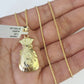 10K Solid Franco Chain Money Bag Pendant Dollar Charm Necklace 18"-24" 1.5mm