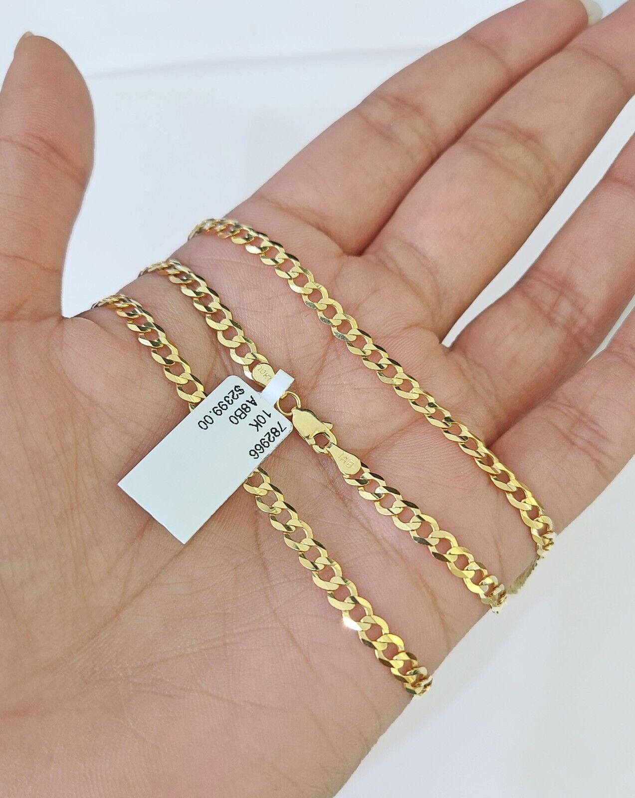 Real 10k Yellow Gold Cuban Curb Link chain 4mm 18-26Inch SOLID Necklace DISCOUNT