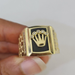 Real 10k Ring Crown Fancy Black Design Yellow Gold Men Casual 10kt