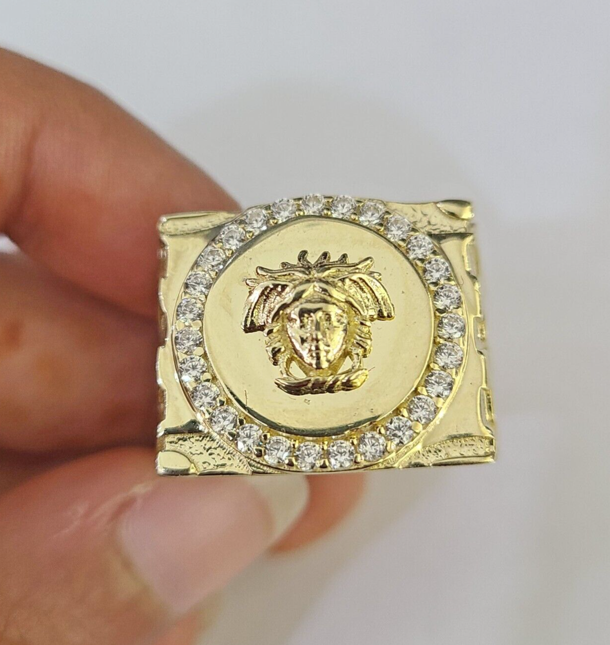 Real 10k Ring Medusa Head Fancy Design Yellow Gold Men Casual 10kt