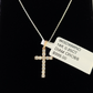 Real 14k Box Chain Jesus Cross Diamond Pendant Gold Necklace SET Women