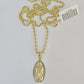 10k Rope Chain Virgin Mary Pendant 18"-30" Yellow Gold Set Charm Necklace 3mm