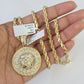 10k Solid Rope Chain Medusa Circular Charm Set 4mm 20"-28" Necklace Gold Yellow