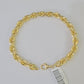 10K Yellow Gold 7.5" 8" 8.5" 9" Rope Bracelet Solid 7mm Men Women Diamond Cut