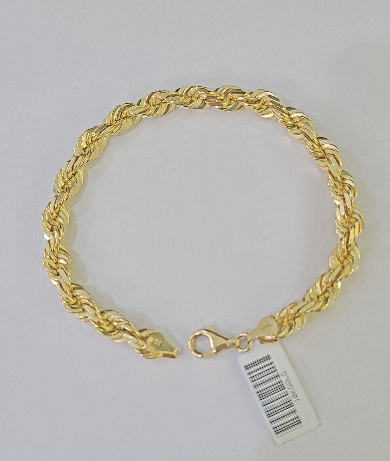 10K Yellow Gold 7.5" 8" 8.5" 9" Rope Bracelet Solid 7mm Men Women Diamond Cut