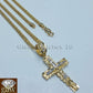 Real 10k Yellow Gold Jesus Cross Charm Pendant 18" Miami Cuban Link Chain SET