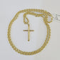 10k 3mm Rope Chain Jesus Cross Pendant 18"-30" Yellow Gold Set Charm Necklace