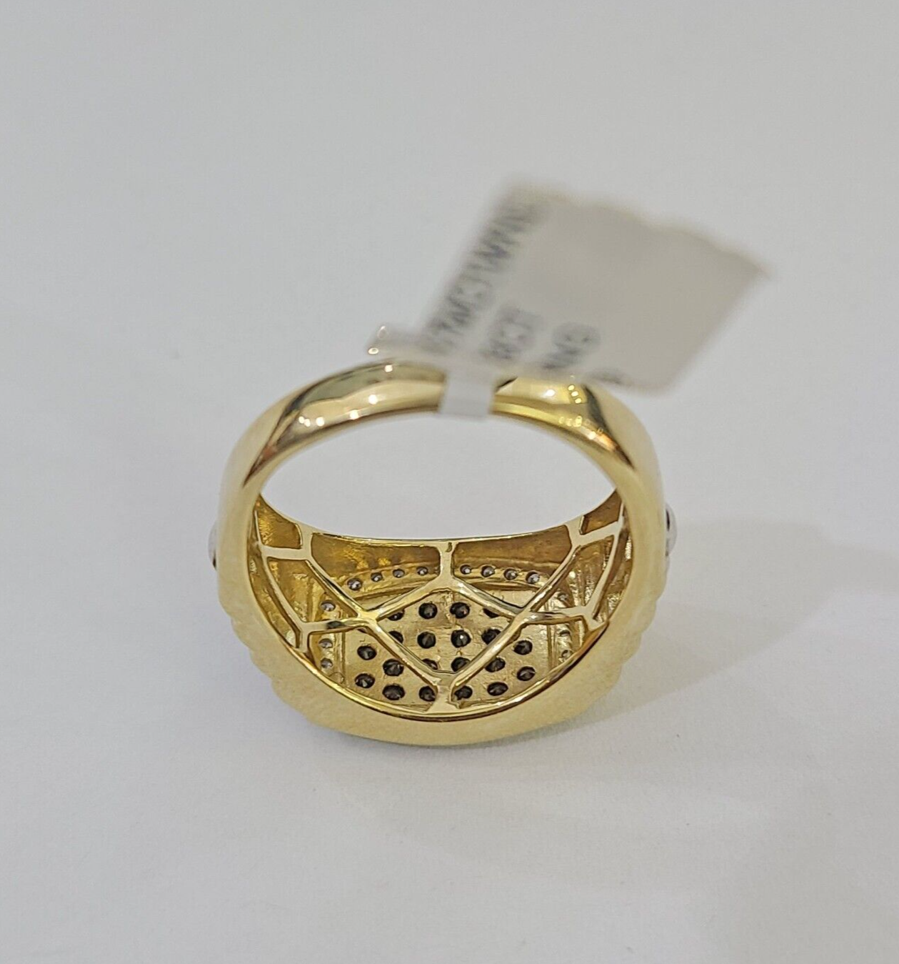 Real 10k Yellow Gold Diamond Mens Ring Band Wedding Casual Genuine Natural