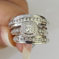 REAL 14k Diamond Ring White Gold Ladies Men Trio SET Wedding Engagement Genuine