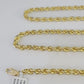 10k Real Solid Rope Chain Yellow Gold Women Men Diamond Cut 4mm 20 Inches