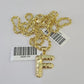 10k Gold Initial F Charm Rope Chain 16"-26" 2.5mm SET Necklace Alphabet Pendant