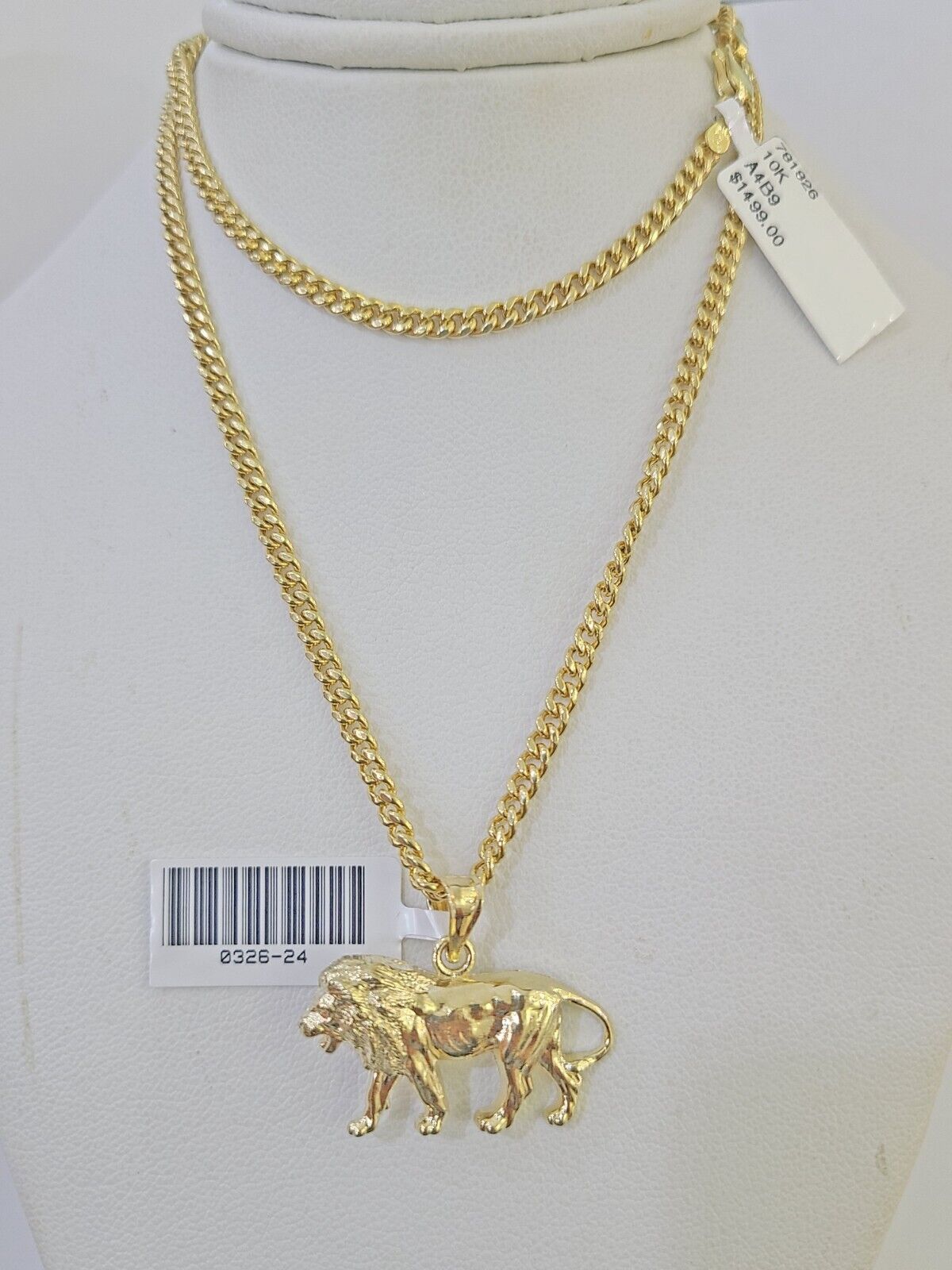 10K Gold Miami Cuban Chain Lion Charm Length 18"-26" 2.5mm REAL Yellow