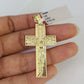 Real 10k Gold Cross Pendant Solid Cuban Curb Link Chain 6mm 20"-30" SET Necklace Two-tone