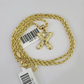 10k Gold Initial X Charm Rope Chain 16"-26" 2.5mm SET Necklace Alphabet Pendant