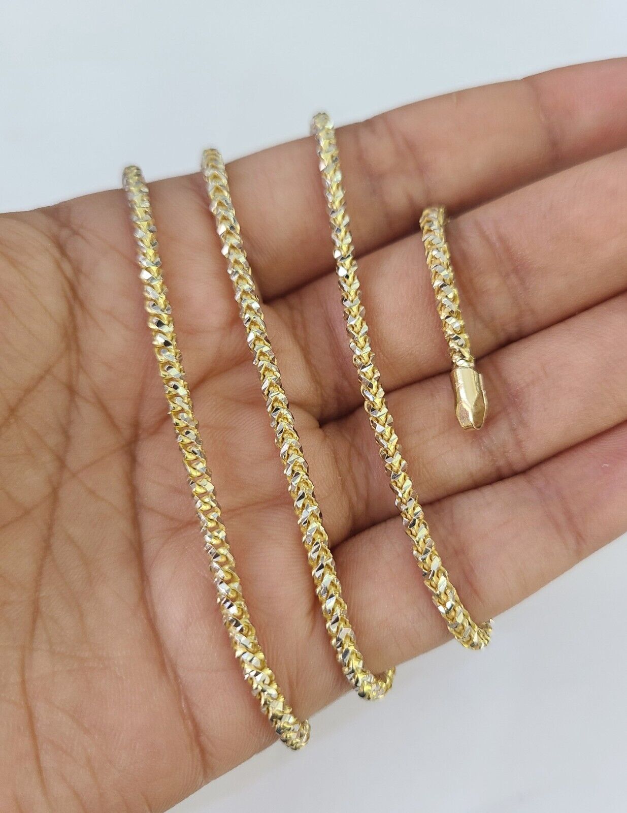 Real 10k Franco Chain Solid Gold 2.5mm 22" Necklace lobster lock Diamond Cut