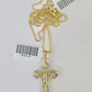 10K Solid Franco Chain INRI Jesus Cross Pendant Charm Necklace 18"-24" 1.5mm