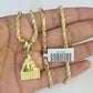 10k Milano Rope Chain Money Bag Charm Necklace SET 3mm 18" 20" 22" 24"