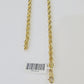 10K Real Solid Yellow Gold Rope Chain Necklace 5mm Length 18" 20" 22" 24" 26"