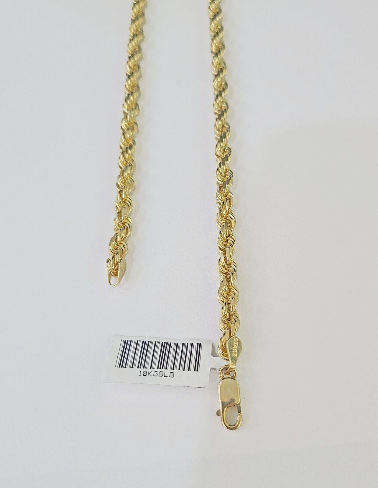 10K Real Solid Yellow Gold Rope Chain Necklace 5mm Length 18" 20" 22" 24" 26"