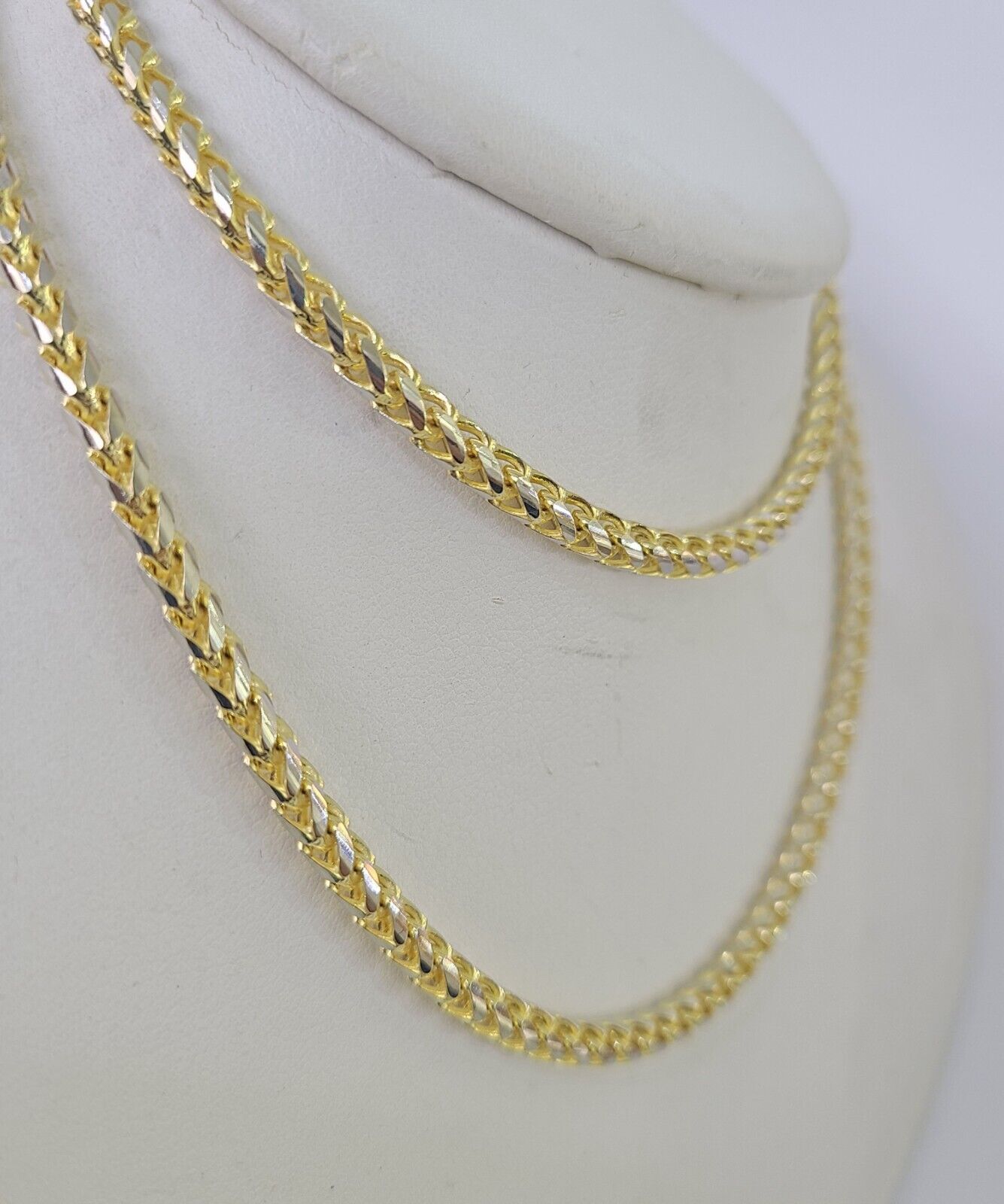 Real 10k Solid Palm Chain Yellow Gold 4mm 18"-26"Men Women Necklace Diamond Cut