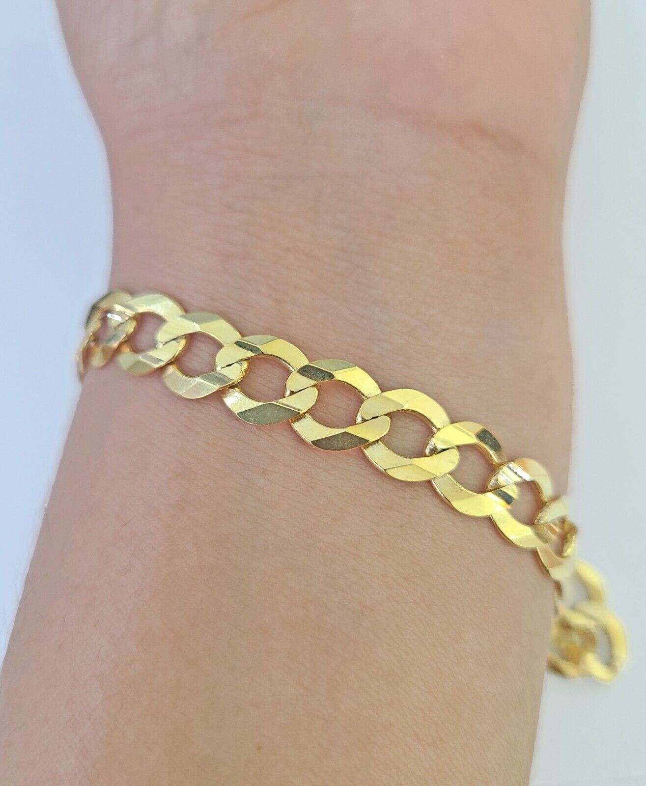 10k Cuban Curb Link Bracelet Yellow Gold 8mm 8.5 Inches Men Women Real