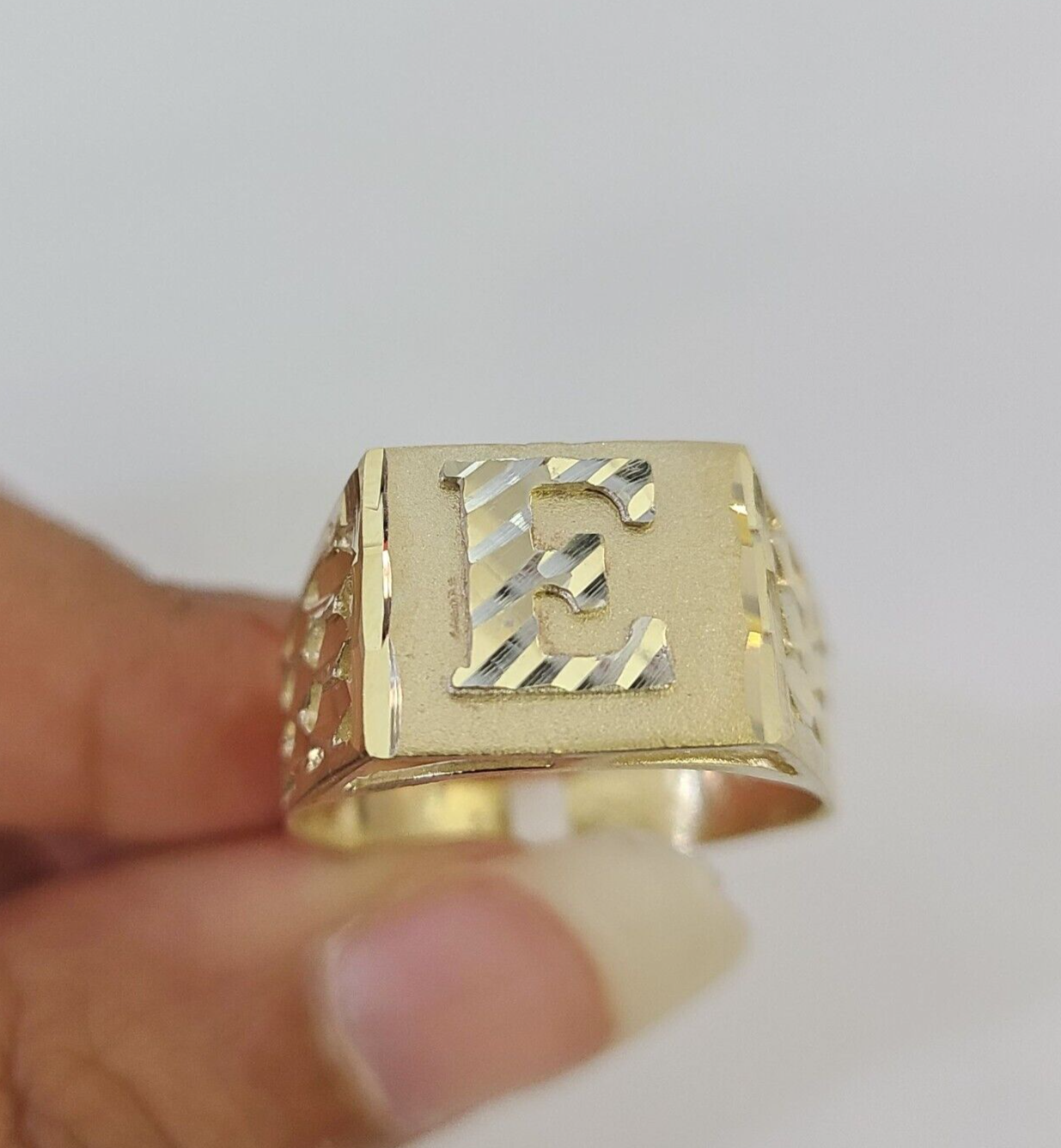 Real 10k Initial E Casual Ring Alphabet Yellow Gold 10kt Genuine